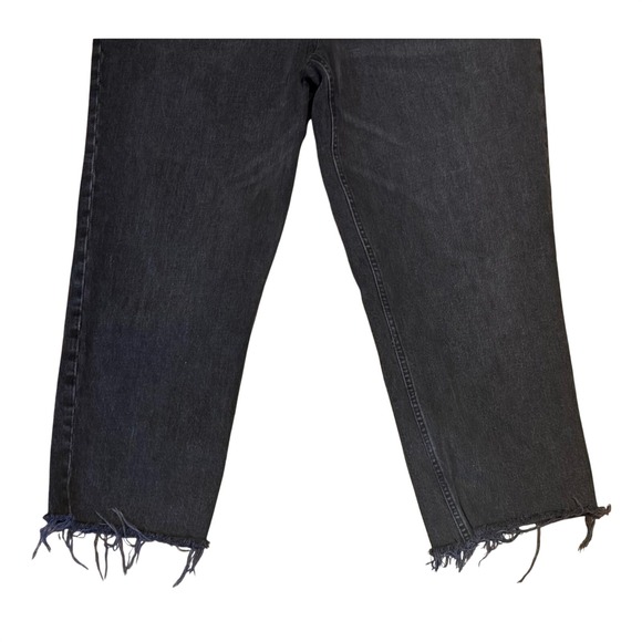 Abercrombie & Fitch The 90s Straight Jeans 34 18R Black Ultra High Rise Raw Hem - Picture 3 of 9
